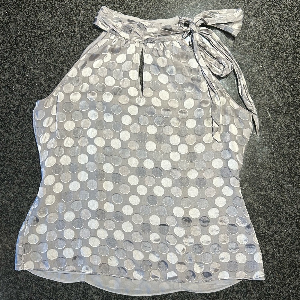 WHBM Silver Polka Dot Top size M